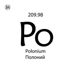 Polonium chemical element. The inscription in Russian and English is Polonium. vector illustrator eps ten