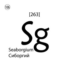 Seaborgium chemical element. The inscription in Russian and English is Seaborgium. vector illustrator eps ten