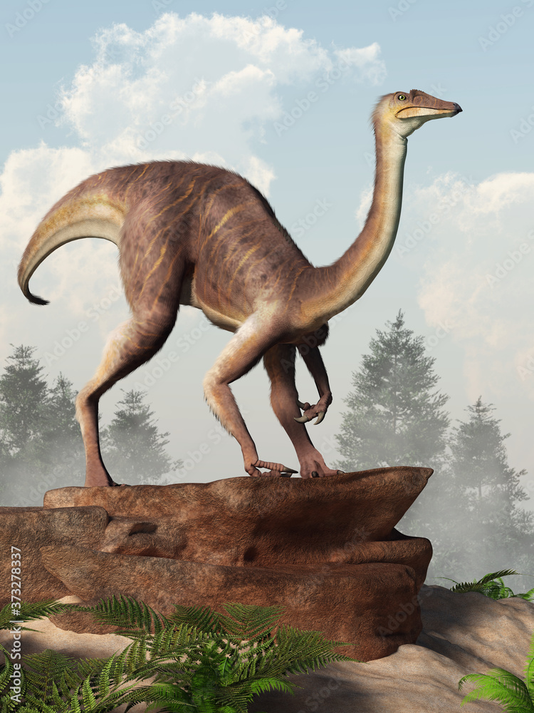 Poster gallimimus was a theropod dinosaur that lived during the cretaceous period in what is now mongolia. 