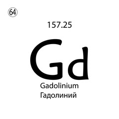 Gadolinium chemical element. The inscription in Russian and English is Gadolinium. vector illustrator eps ten