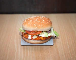 hamburger on a plate