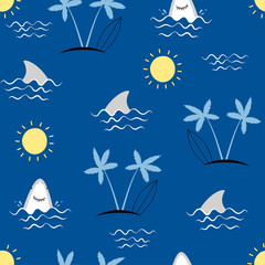 Hand drawing sea icons seamless print design. Vector illustration design for fashion fabrics, textile graphics, prints.