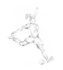 Obraz na płótnie Canvas A girl footballer, hand drawn sketch. Tradional art lllustration