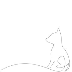 Cute dog puppy line drawing on white background. Vector illustration