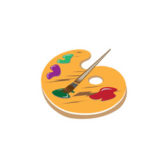 Brush, watercolor board, colorful icon vector design illustration