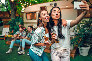 Friends having fun outdoors