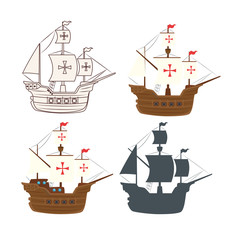 set of boats carabela icons vector illustration design
