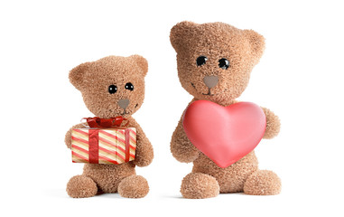 concept of love. cute teddy bear with big heart 3d-illustration
