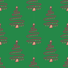 Seamless vector of free hands christmas tree on pastel background for making many kinds of online and offline media, paper printing or fabric work