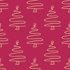 Seamless vector of free hands christmas tree on pastel pink background for making many kinds of online and offline media, paper printing or fabric work