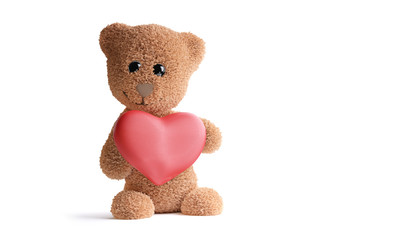 concept of love. cute teddy bear with big heart 3d-illustration