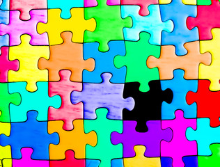 Colorful illustration of a jigsaw puzzle with a missing piece