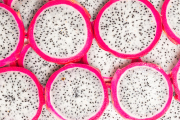 Sweet tasty dragon fruit or pitaya slices.