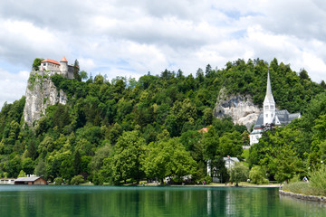 Beautiful view from the coastline in Bled, Slovenia