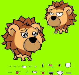 cute big head baby lion cartoon expressions collection set in vector