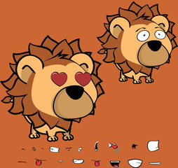 Obraz na płótnie Canvas cute big head baby lion cartoon expressions collection set in vector