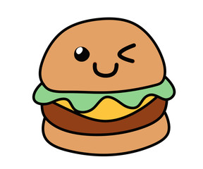 Cute hamburger smiling children's illustration