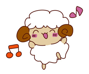 Sheep happily dancing and listening to music