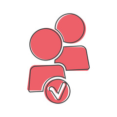 Vector user chat icon. Symbol of interaction of people. Add user cartoon style on white isolated background.