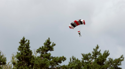 Parachuter floats weightless above ground after deploying his chute