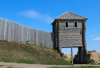 An old hut built of wooden logs