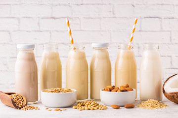 A bottles of alternative  milk and ingredient