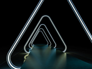 Neon abstract background of lines. 3D illustration