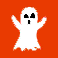 Frightening ghost, flat illustration. Design element for Halloween
