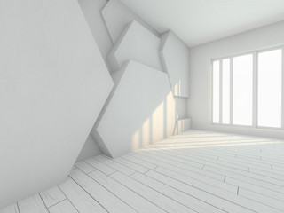 Abstract modern architecture background, empty open space interior. 3D