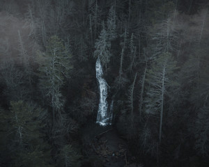Waterfall in the fog
