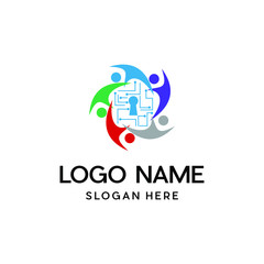 Union Lock Circuit Modern Abstract Creative Logo Design Template Element Concept Vector