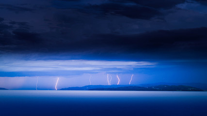 several lightnings hits the ground
