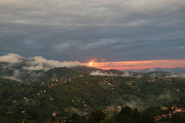 fog and cloud mountains valley landscape / turkey / rize 