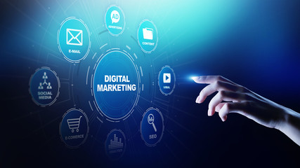 Digital marketing, Online advertising, SEO, SEM, SMM. Business and internet concept.