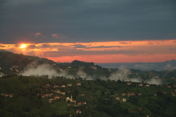 fog and cloud mountains valley landscape / turkey / rize 