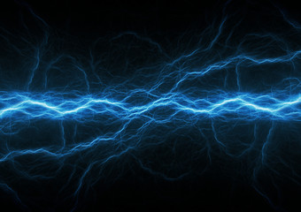 Blue lightning, plasma electrical abstract - 373296356