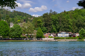 Fototapeta na wymiar view of the embankment of the city of Thun in Switzerland