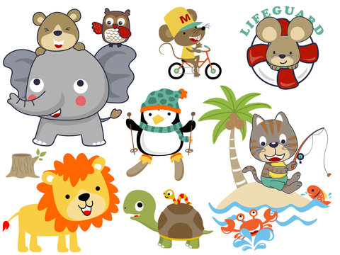 vector set of animals cartoon illustration
