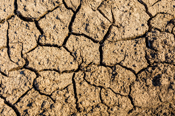 Background of the cracked dry barren soil. Global warming concept