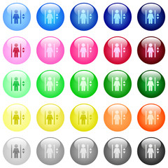 Elevator icons in color glossy buttons