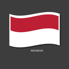 Indonesia flag Vector waving with flags.	