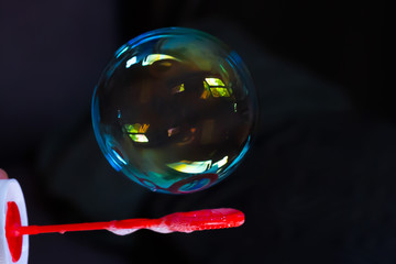 soap bubbles suspended in the air