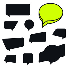 Speech bubbles balloon circle round logo icon element Hand drawn Modern doodle cartoon abstract geometric design style Fashion print clothes apparel greeting invitation card banner poster badge flyer