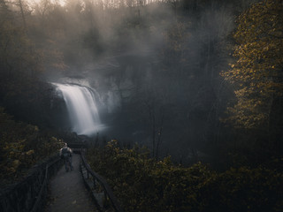 Fototapeta na wymiar waterfall in the fog