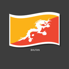 Bhutan flag Vector waving with flags.	