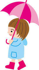 レインコートを着る子供