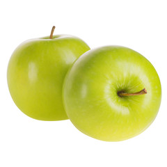 green apples on white background