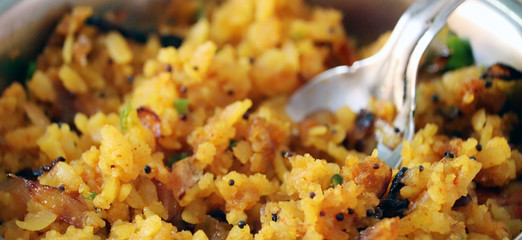 indian breakfast tasty food poha paddy food in a plate