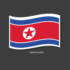 North Korea flag Vector waving with flags.