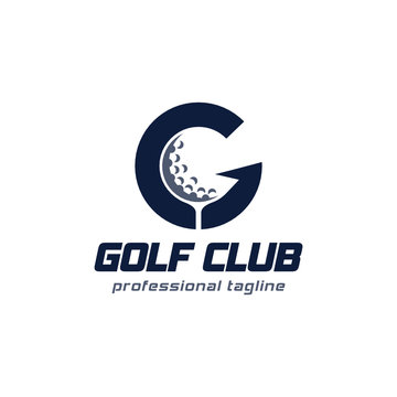 golf club emblem logotype template vector Design Illustration with letter g ball tee logo element. 
